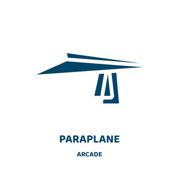 paraplane vector icon from arcade collection. parachute filled flat symbol for mobile concept and web design. Black hobby glyph icon. Isolated sign, logo illustration. Vector graphics.