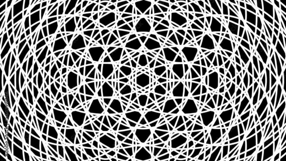 Poster pulsing circles lace pattern background loop. attracting attention bright creative design. hypnotic 