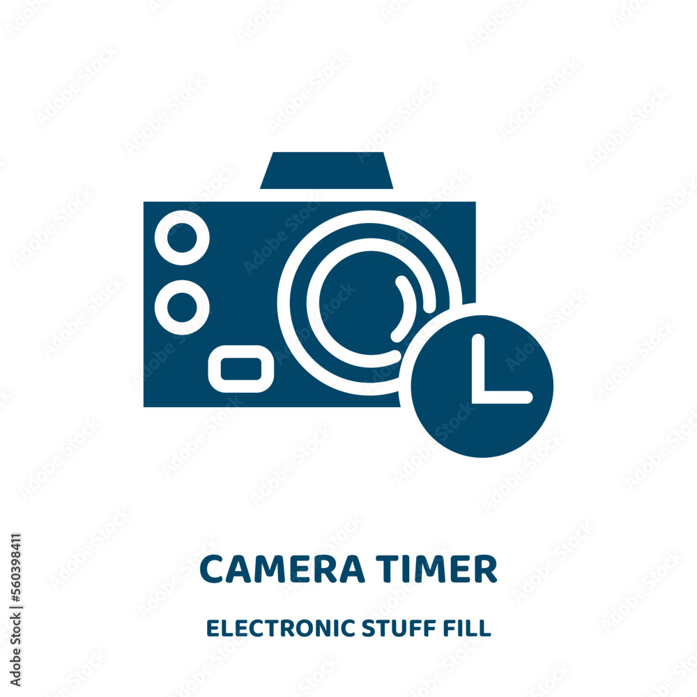 Poster camera timer vector icon from electronic stuff fill collection. timer filled flat symbol for mobile 