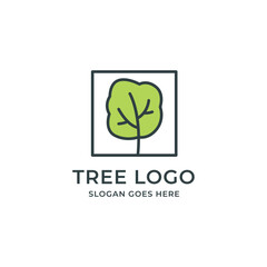 Tree logo, icon concept of a stylized tree with leaves, lends itself to being used with text