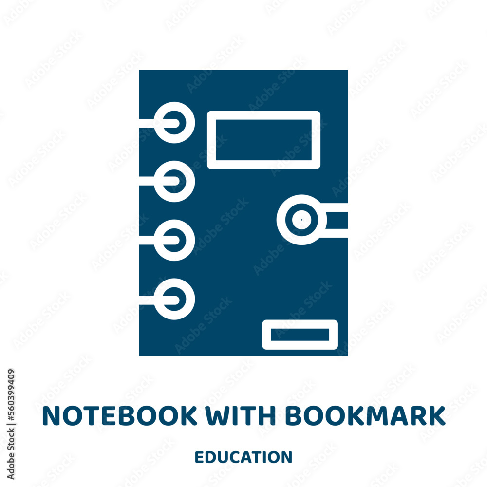 Poster notebook with bookmark vector icon from education collection. notebook filled flat symbol for mobile