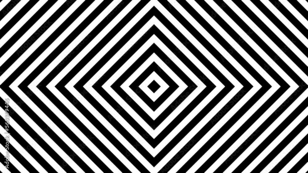 Poster pulsing striped center square minimal black and white background loop. hypnotic quadratic concentrat