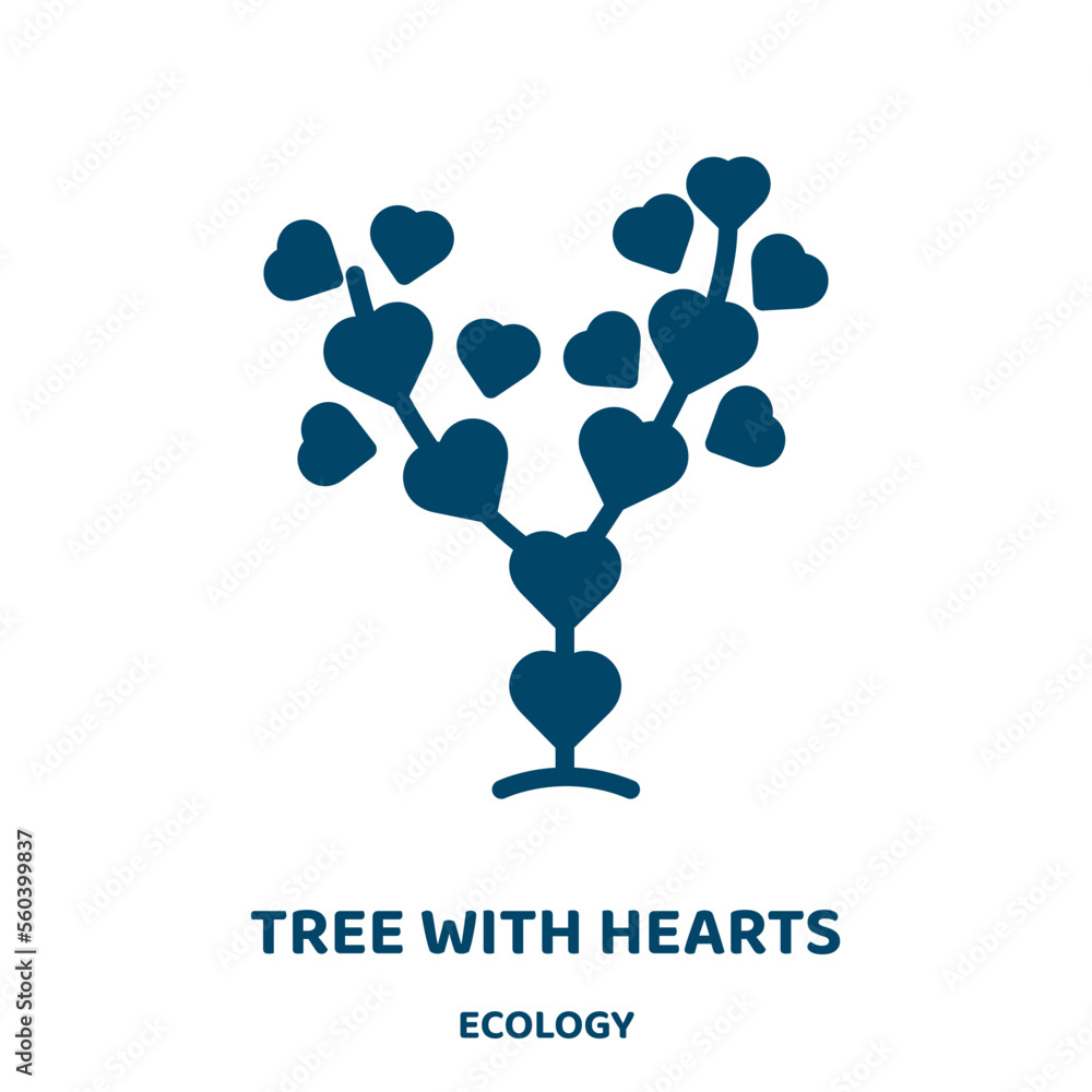 Poster tree with hearts vector icon from ecology collection. tree filled flat symbol for mobile concept and