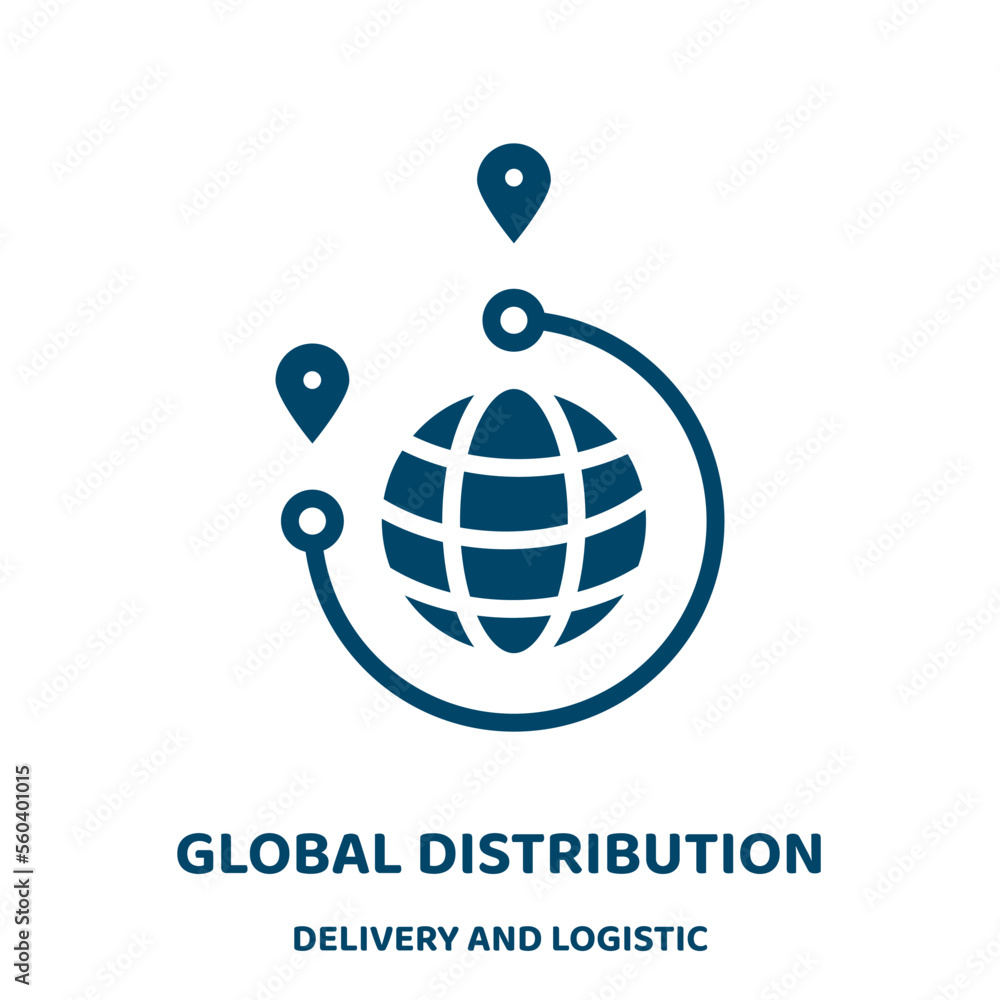 Aufkleber global distribution vector icon from delivery and logistic collection. shipping filled flat symbol f