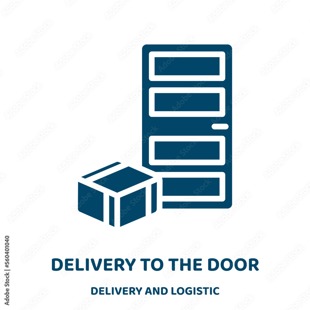 Poster delivery to the door vector icon from delivery and logistic collection. box filled flat symbol for m
