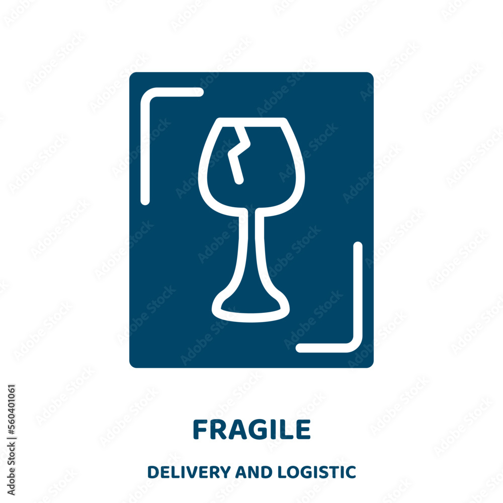 Poster fragile vector icon from delivery and logistic collection. box filled flat symbol for mobile concept