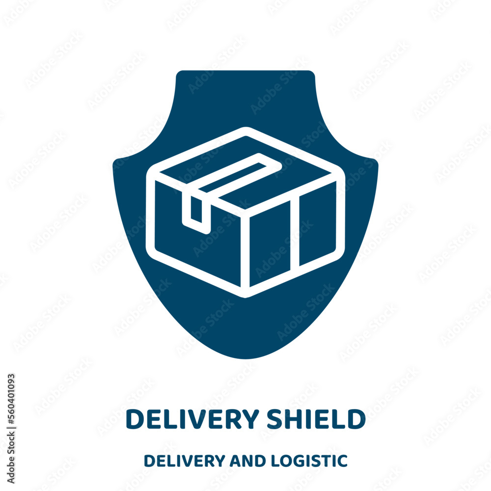 Poster delivery shield vector icon from delivery and logistic collection. delivery filled flat symbol for m