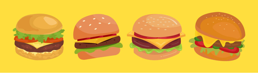 Delicious Beef Burger With Cheese And Lettuce Collection