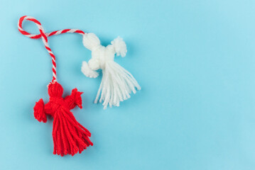 Traditional Martisor - symbol of holiday 1 March, Martenitsa, Baba Marta, beginning of spring and...