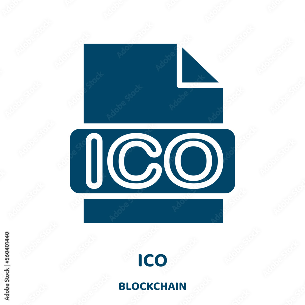 Poster ico vector icon from blockchain collection. business filled flat symbol for mobile concept and web d