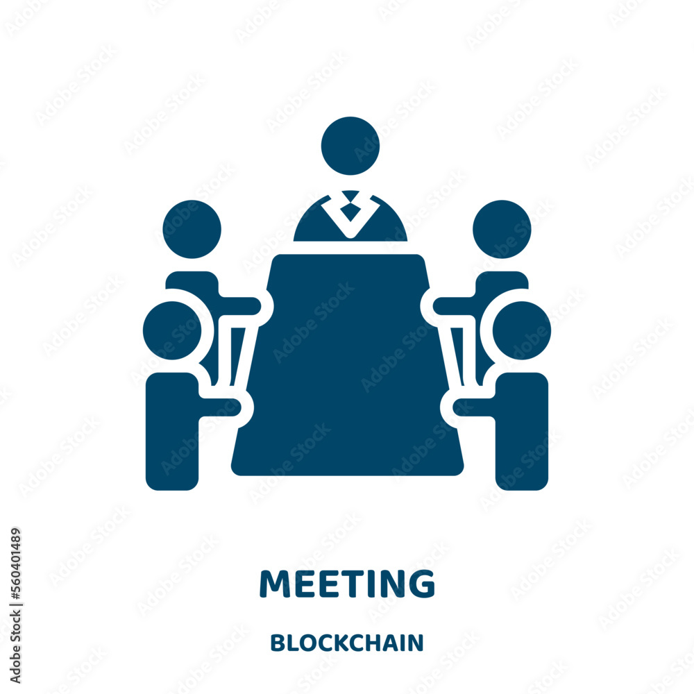 Poster meeting vector icon from blockchain collection. business filled flat symbol for mobile concept and w
