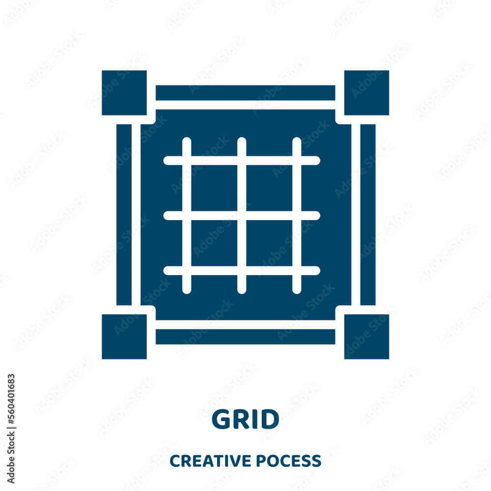 Poster grid vector icon from creative pocess collection. app filled flat symbol for mobile concept and web 