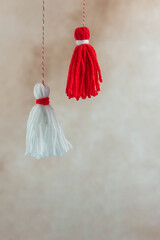 Traditional Martisor - symbol of holiday 1 March, Martenitsa, Baba Marta, beginning of spring and...