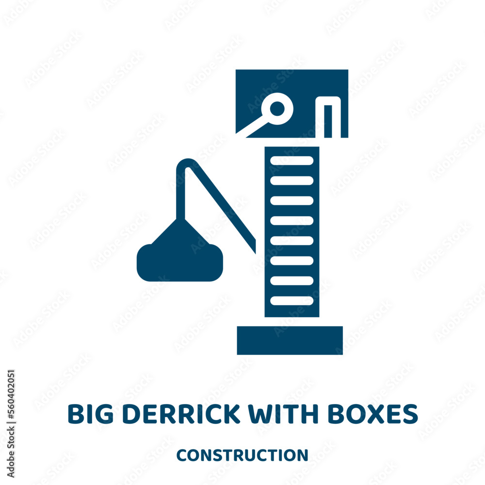 Poster big derrick with boxes vector icon from construction collection. big filled flat symbol for mobile c