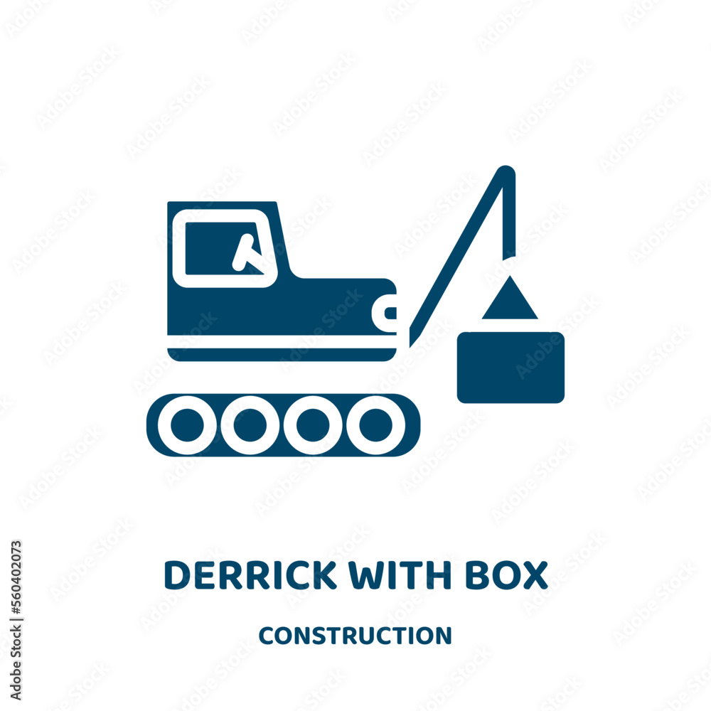 Poster derrick with box vector icon from construction collection. box filled flat symbol for mobile concept