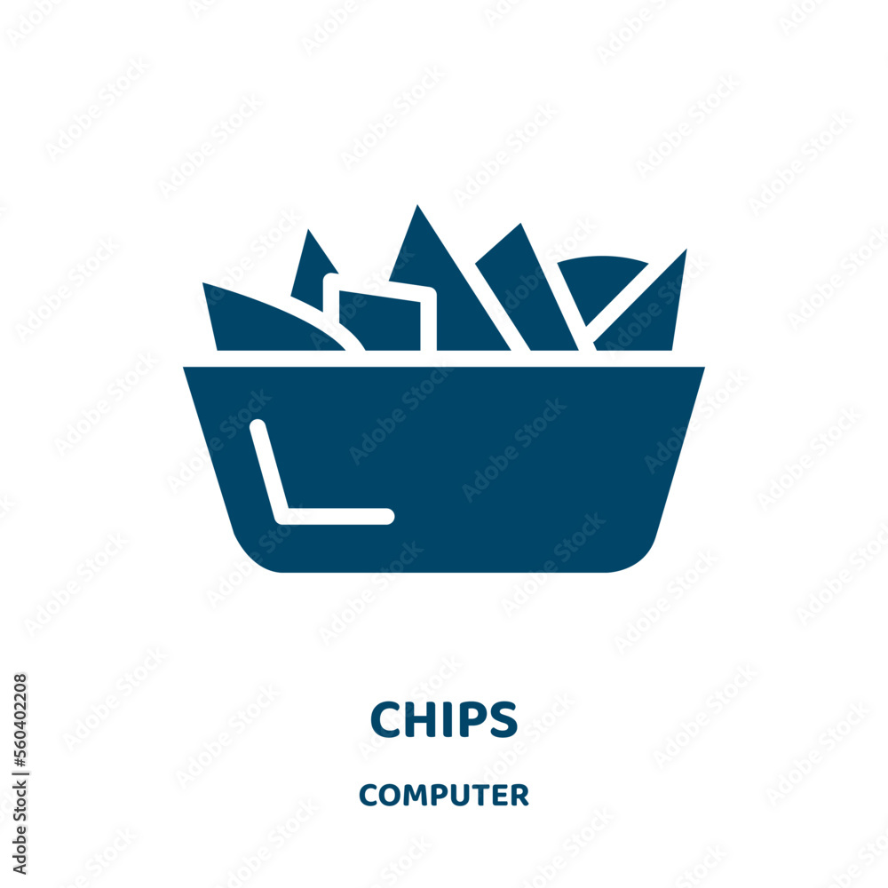 Poster chips vector icon from computer collection. chip filled flat symbol for mobile concept and web desig