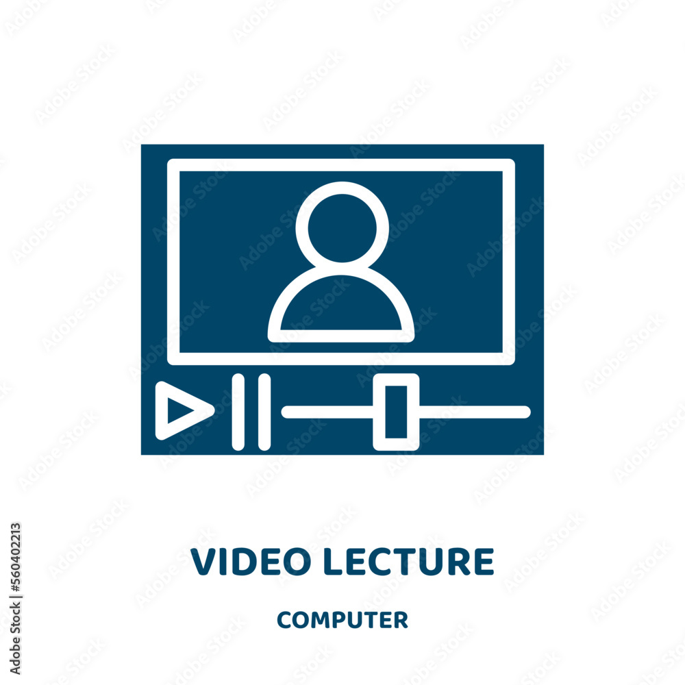 Poster video lecture vector icon from computer collection. video filled flat symbol for mobile concept and 