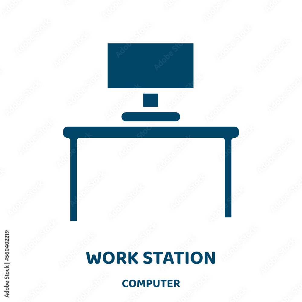 Aufkleber work station vector icon from computer collection. station filled flat symbol for mobile concept and