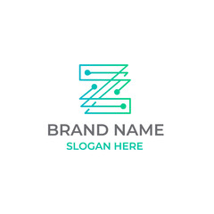 Fototapeta premium Letter Z logo design template,Technology abstract dot connection cross vector logo icon circle logotype
