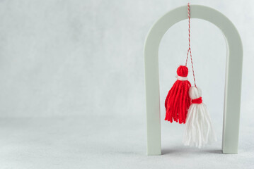 Traditional Martisor - symbol of holiday 1 March, Martenitsa, Baba Marta, beginning of spring and...