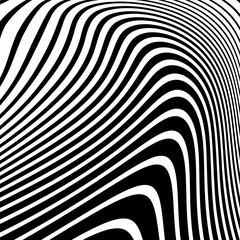 Abstract Black and White Wavy Lines Halftone Pattern. Textured Background.