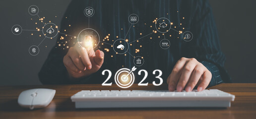 AI chip, new technology bigdata and business design concept for new year target.