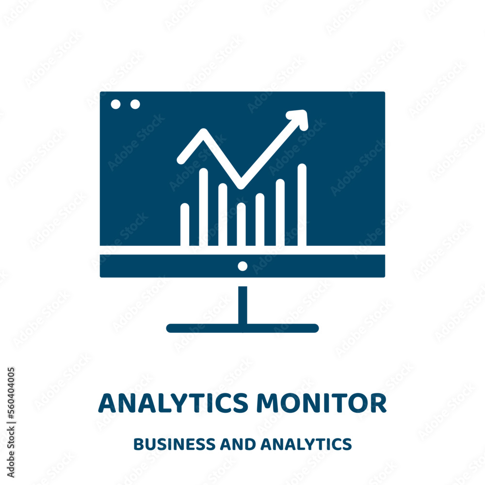 Poster analytics monitor vector icon from business and analytics collection. monitoring filled flat symbol 