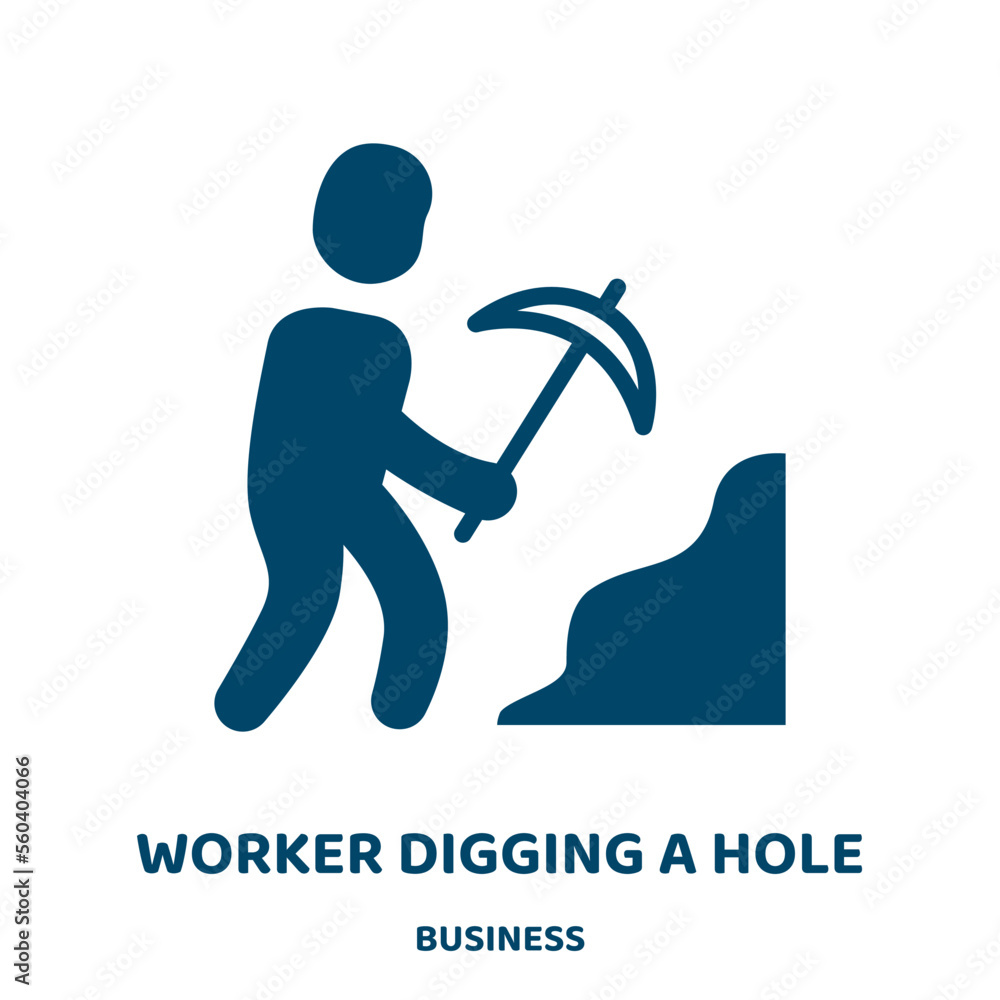 Poster worker digging a hole vector icon from business collection. worker filled flat symbol for mobile con