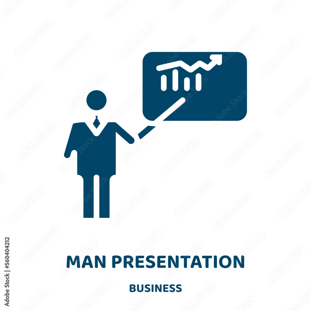 Poster man presentation vector icon from business collection. presentation filled flat symbol for mobile co
