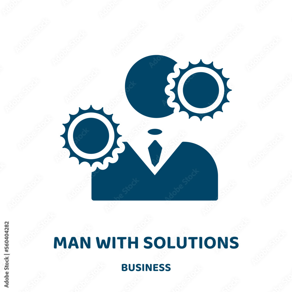Poster man with solutions vector icon from business collection. solution filled flat symbol for mobile conc