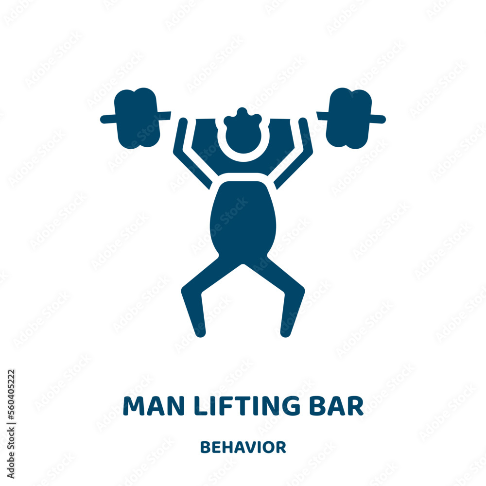 Poster man lifting bar vector icon from behavior collection. bar filled flat symbol for mobile concept and 