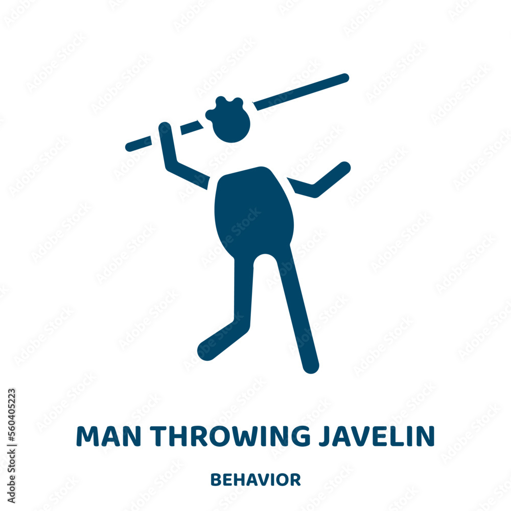 Poster man throwing javelin vector icon from behavior collection. competition filled flat symbol for mobile