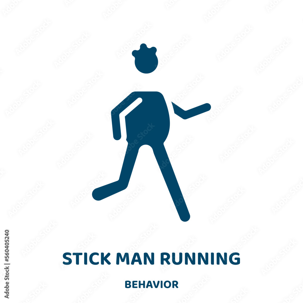 Poster stick man running vector icon from behavior collection. stick filled flat symbol for mobile concept 