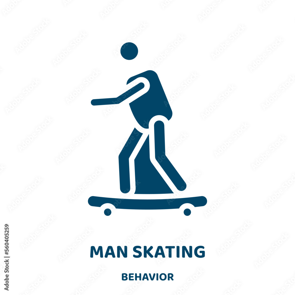 Aufkleber man skating vector icon from behavior collection. man filled flat symbol for mobile concept and web 