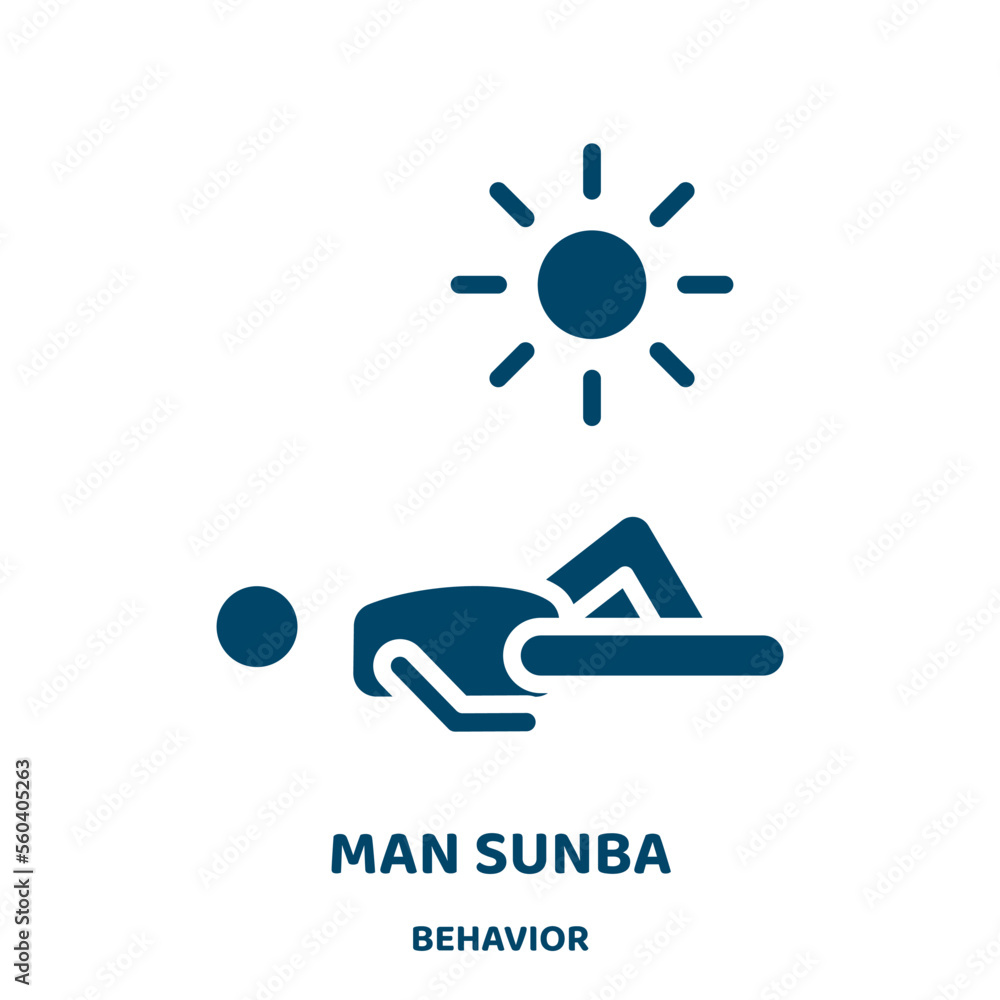 Poster man sunbathing vector icon from behavior collection. sunbathing filled flat symbol for mobile concep