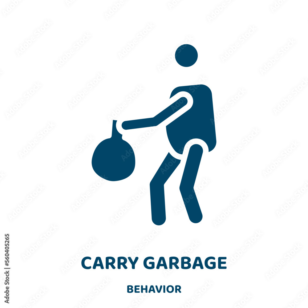 Poster carry garbage vector icon from behavior collection. garbage filled flat symbol for mobile concept an