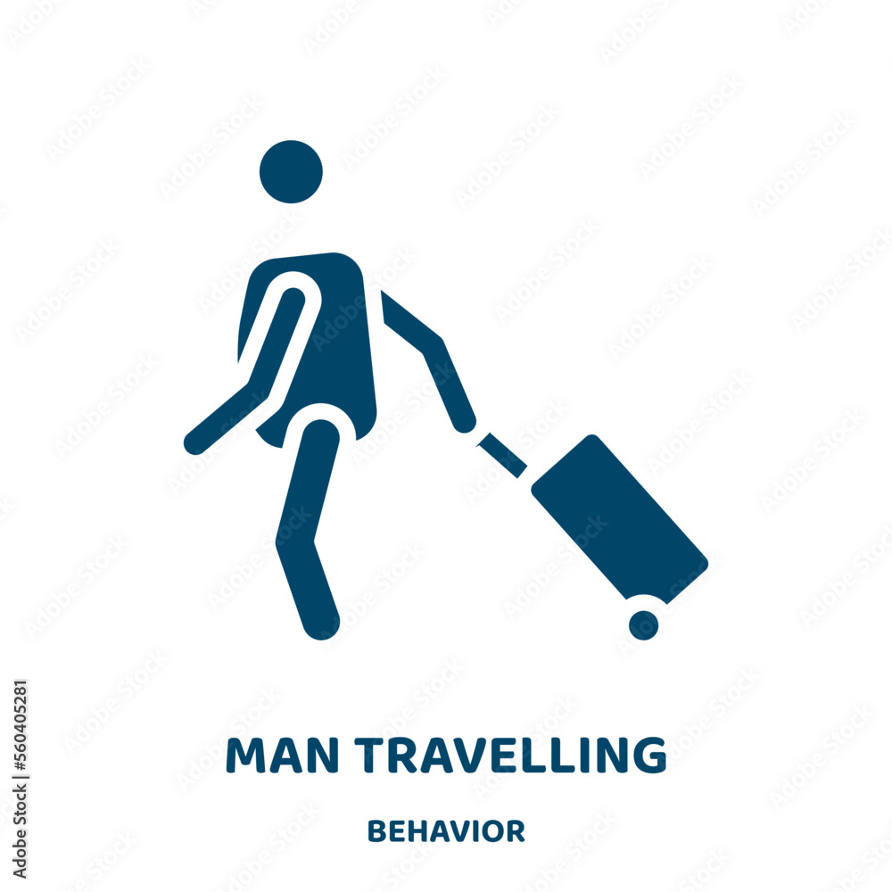 Poster man travelling vector icon from behavior collection. man filled flat symbol for mobile concept and w