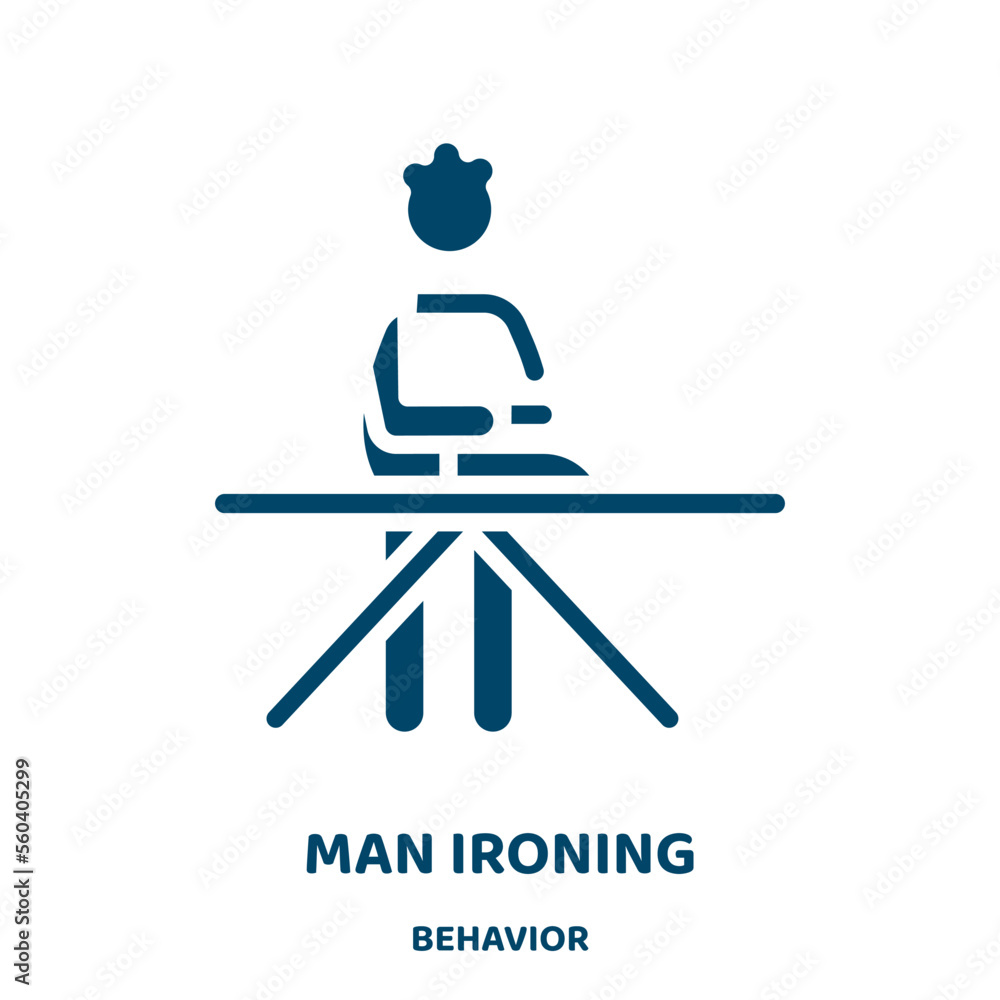 Poster man ironing vector icon from behavior collection. iron filled flat symbol for mobile concept and web