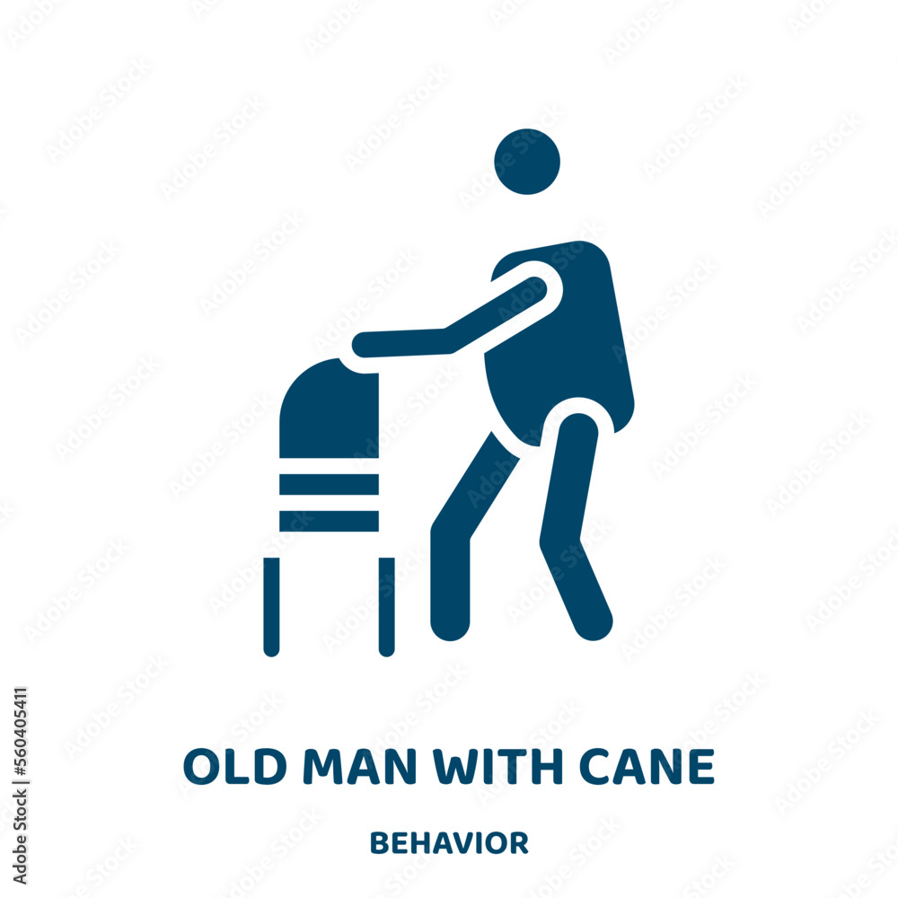 Poster old man with cane vector icon from behavior collection. man filled flat symbol for mobile concept an