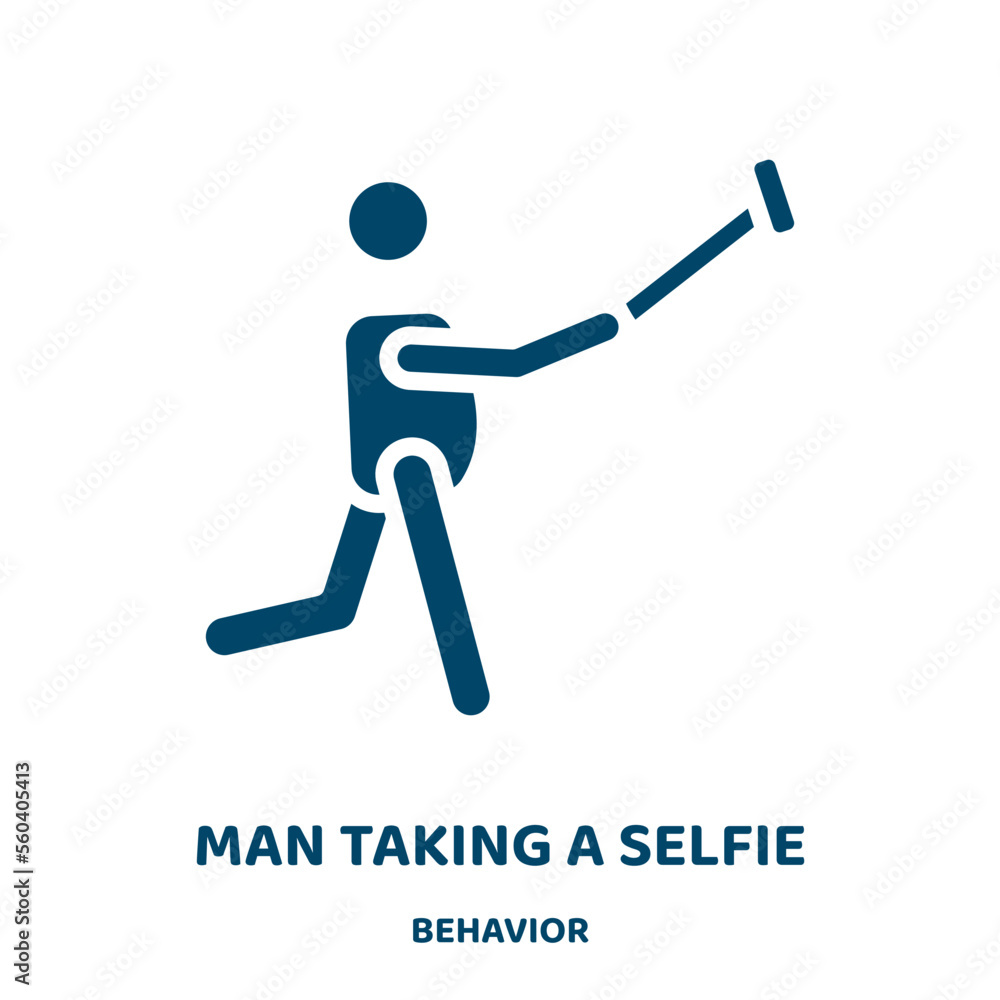 Aufkleber man taking a selfie vector icon from behavior collection. selfie filled flat symbol for mobile conce