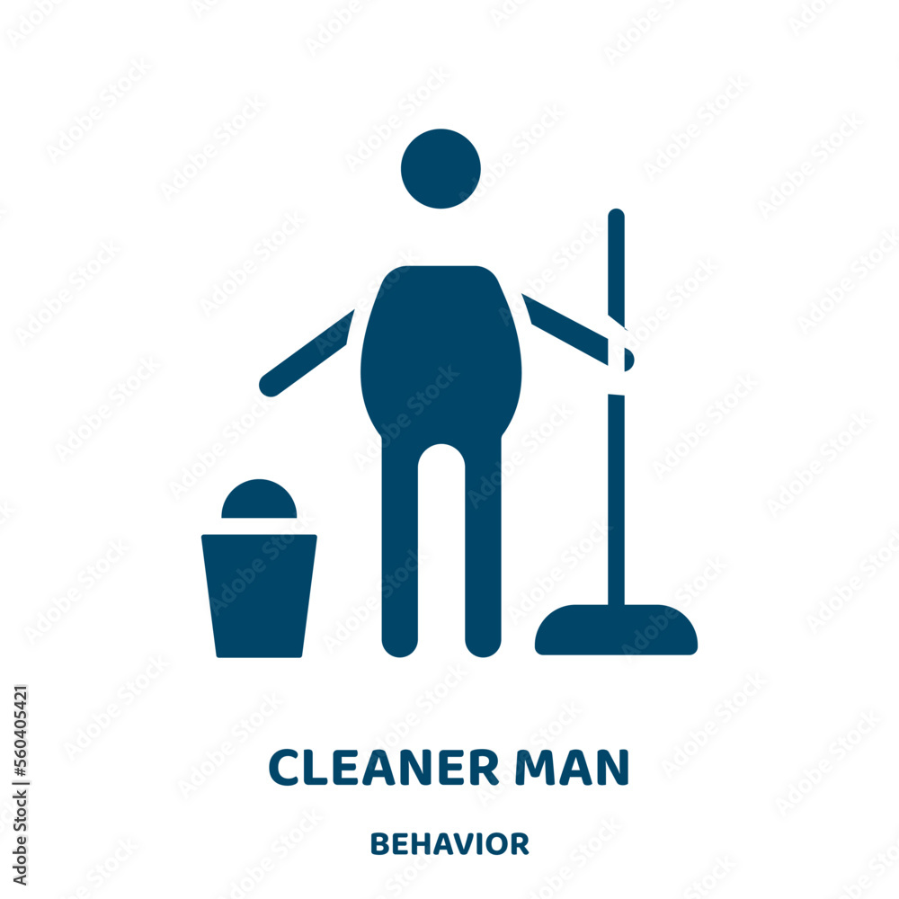 Poster cleaner man vector icon from behavior collection. cleaner filled flat symbol for mobile concept and 