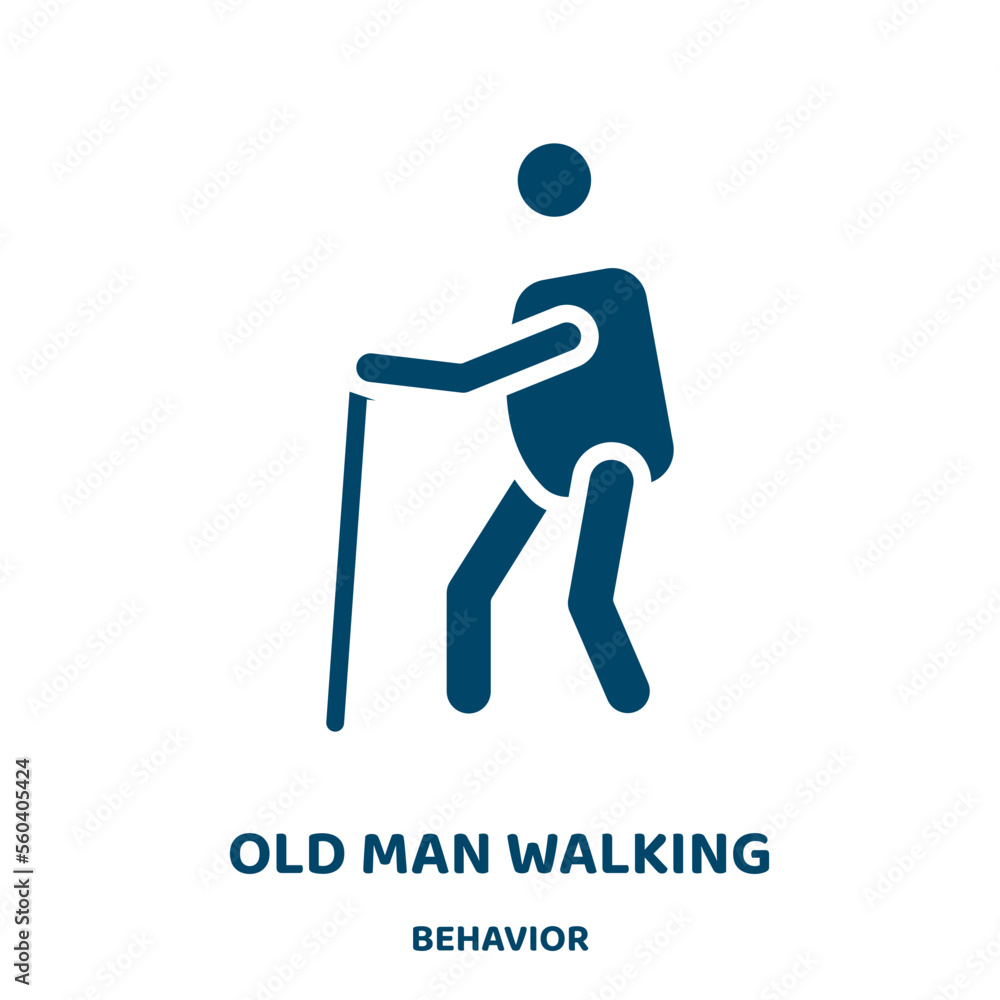 Poster old man walking vector icon from behavior collection. man filled flat symbol for mobile concept and 