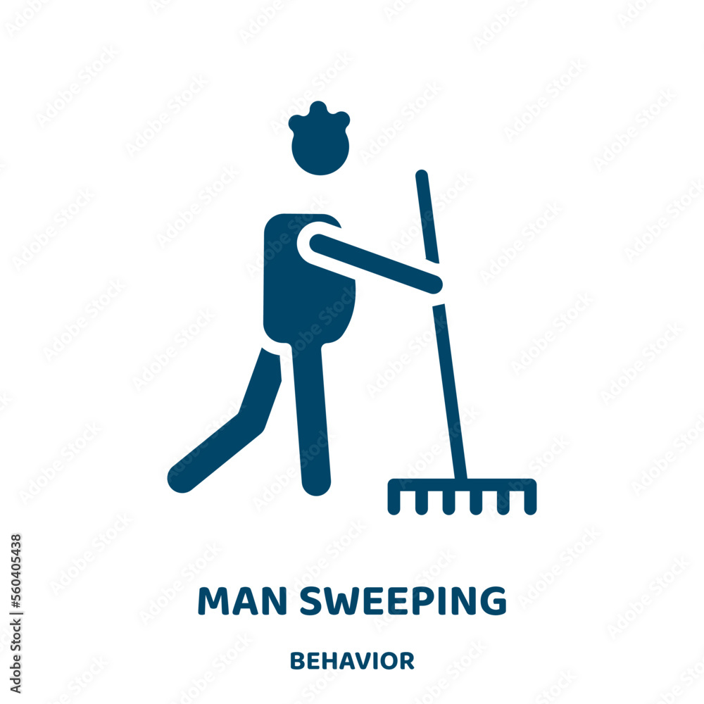 Poster man sweeping vector icon from behavior collection. man filled flat symbol for mobile concept and web