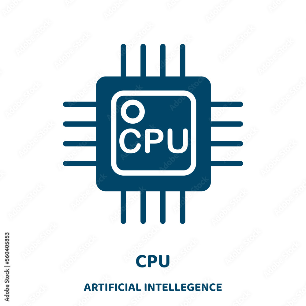 Poster cpu vector icon from artificial intellegence and future technology collection. digital filled flat s