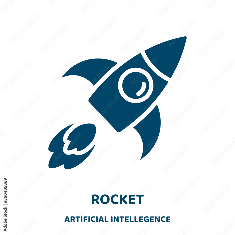Poster rocket vector icon from artificial intellegence and future technology collection. launch filled flat