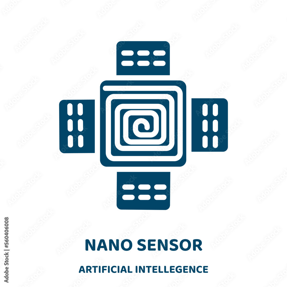 Poster nano sensor vector icon from artificial intellegence and future technology collection. nano filled f