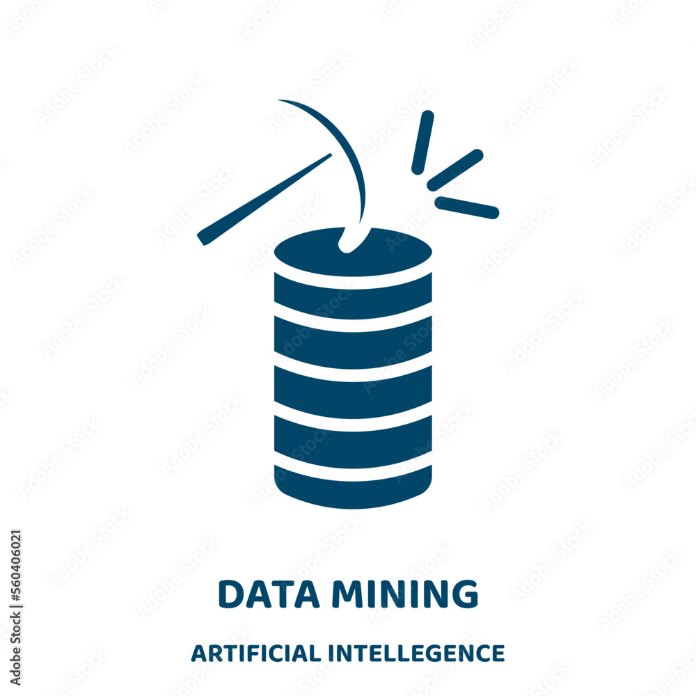 Poster data mining vector icon from artificial intellegence and future technology collection. data filled f