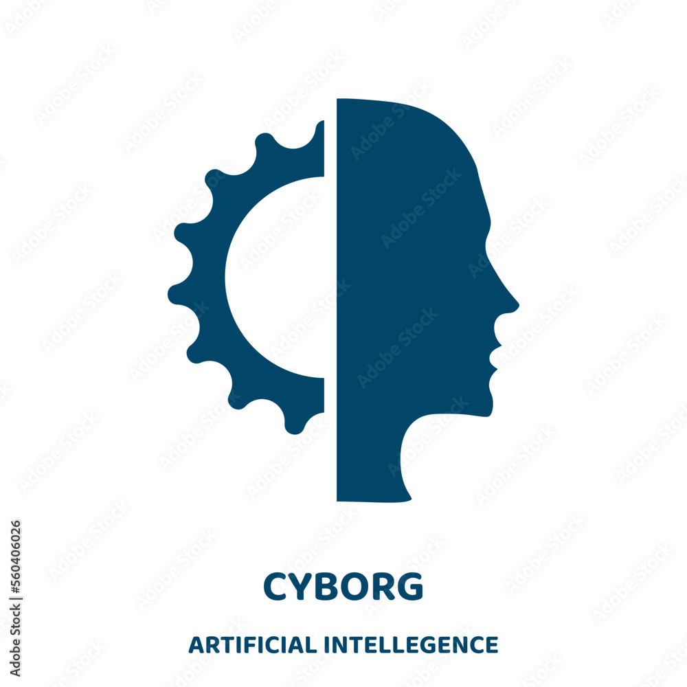 Poster cyborg vector icon from artificial intellegence and future technology collection. robot filled flat 