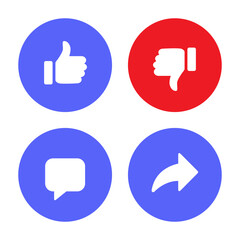 Like, dislike, comment, and share icon vector. Social media elements