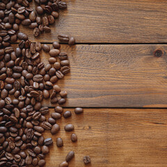 coffee beans on wooden background